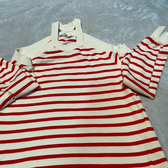 Zara Cut Out Shoulders Striped Long Sleeve Top Size - Small - Picture 2 of 7